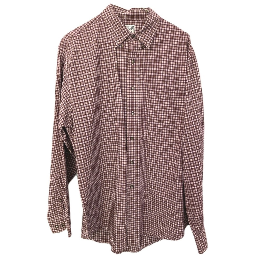 Field Gear Shirt Mens L Check/Plaid Long Sleeve Button Down Cotton/Wool Casual